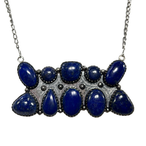 Lapis Lazuli 925 XL Rectangular Vintage Style Gemstone Necklace